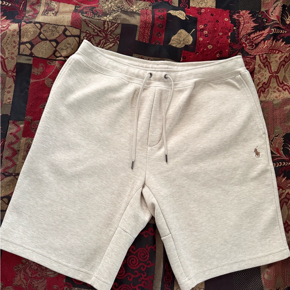 Polo Ralph Lauren Double-Knit Heather Light Cream Jogger Shorts